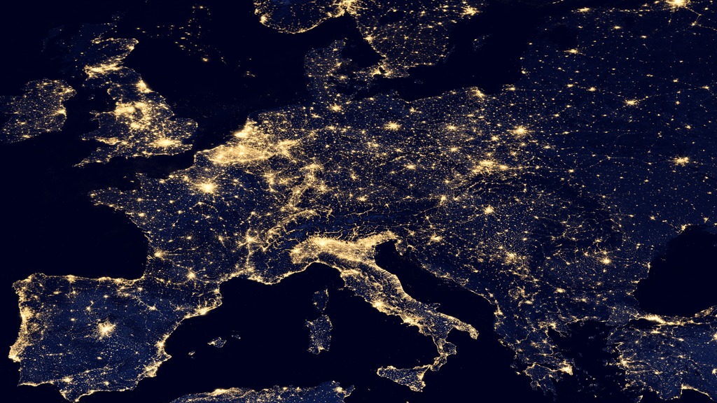 Map of Europe at Night