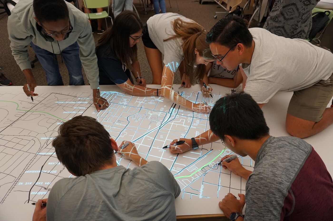Students Drawing The Map 